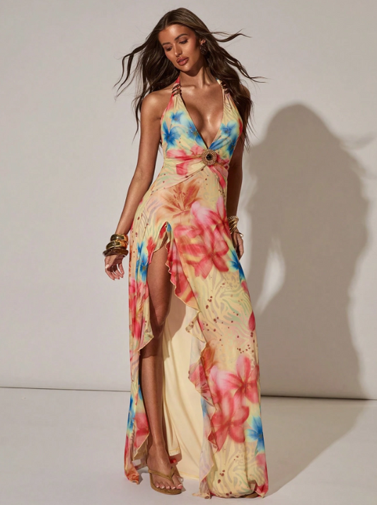 Cyrus Backless Metal Maxi Dress