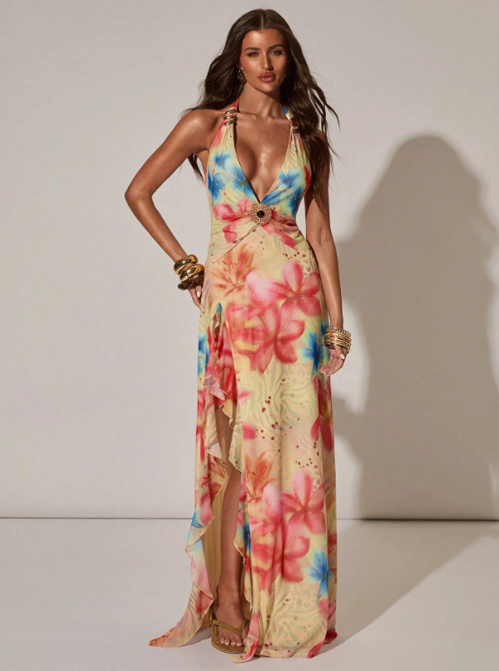 Cyrus Backless Metal Maxi Dress