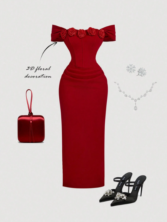 Sharon Roses Midi Dress