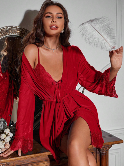 LuxeNights Sleepwear Set - Red
