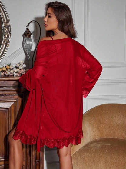 LuxeNights Sleepwear Set - Red