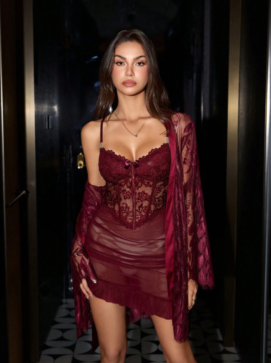 LuxeNights Lace Sleepwear Set