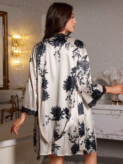 LuxeNights Lace Floral Sleepwear Set