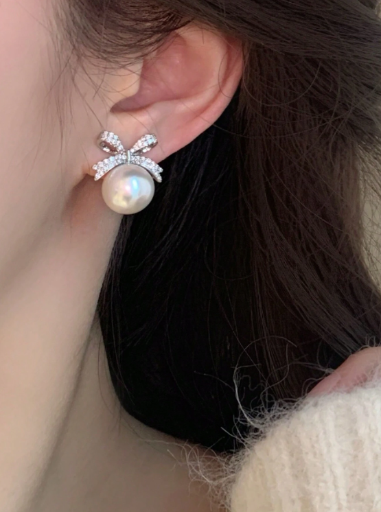 Cassidy Bow Faux Pearl Earrings