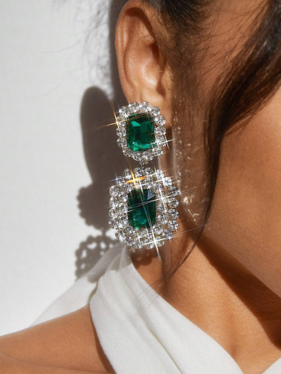 Lenora Dangle Earrings - Dark Green