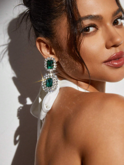 Lenora Dangle Earrings - Dark Green