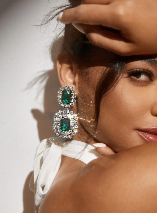 Lenora Dangle Earrings - Dark Green