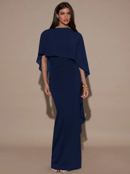 Eloise Shawl Maxi Dress - Dark Blue