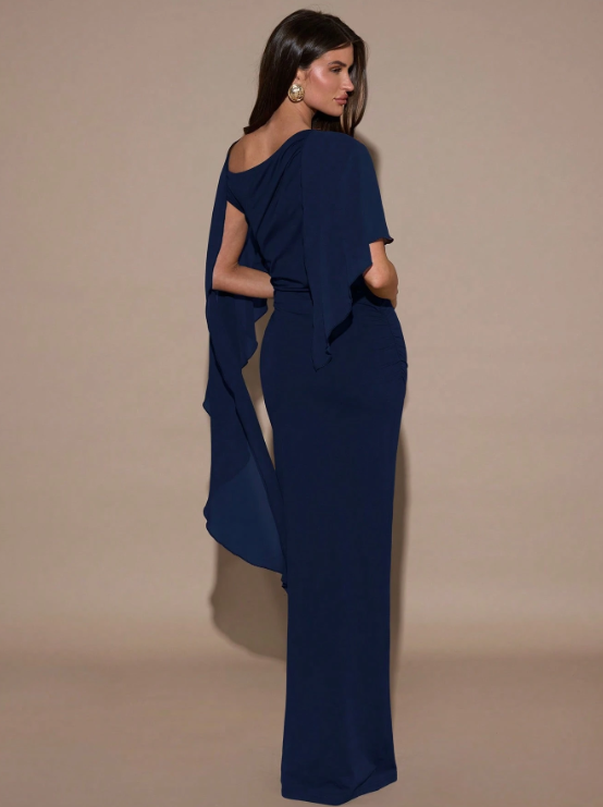 Eloise Shawl Maxi Dress - Dark Blue