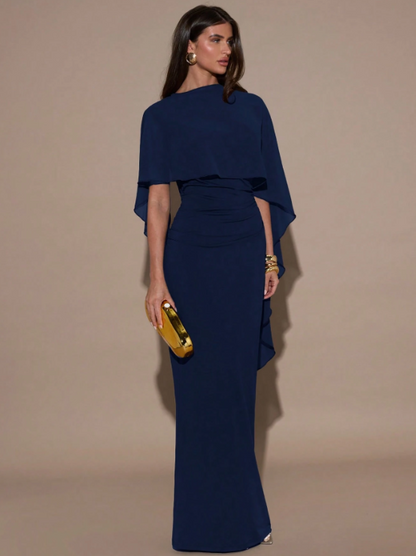 Eloise Shawl Maxi Dress - Dark Blue