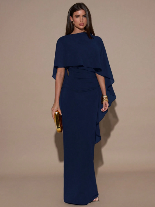 Eloise Shawl Maxi Dress - Dark Blue