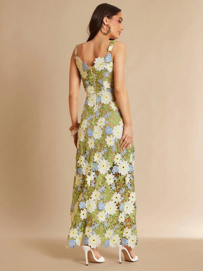 Marguerite Embroidered Floral Lace Maxi Dress