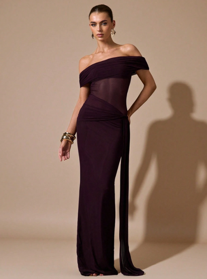 Kelly Off-The-Shoulder Waist See-Through Maxi Dress