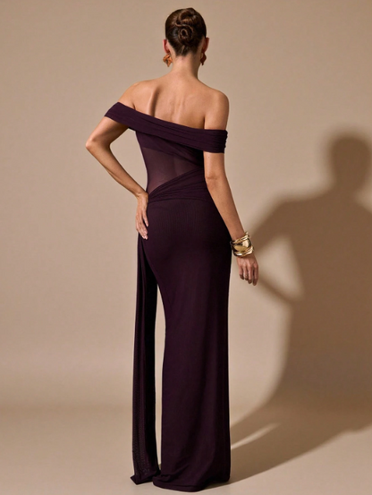 Kelly Off-The-Shoulder Waist See-Through Maxi Dress