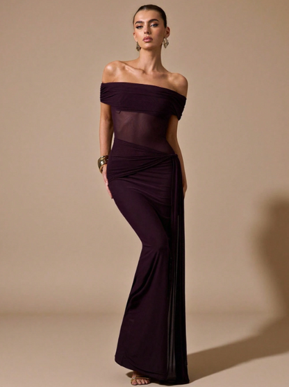 Kelly Off-The-Shoulder Waist See-Through Maxi Dress