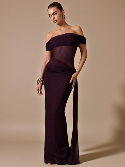 Kelly Off-The-Shoulder Waist See-Through Maxi Dress