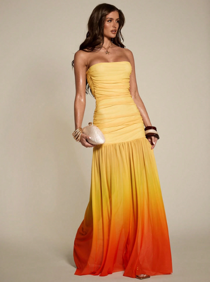 Stéphanie Yellow Strapless Maxi Dress