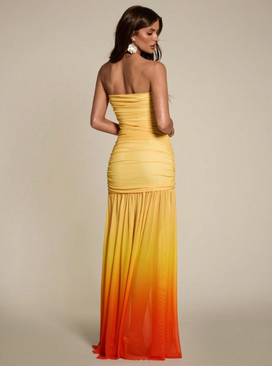 Stéphanie Yellow Strapless Maxi Dress