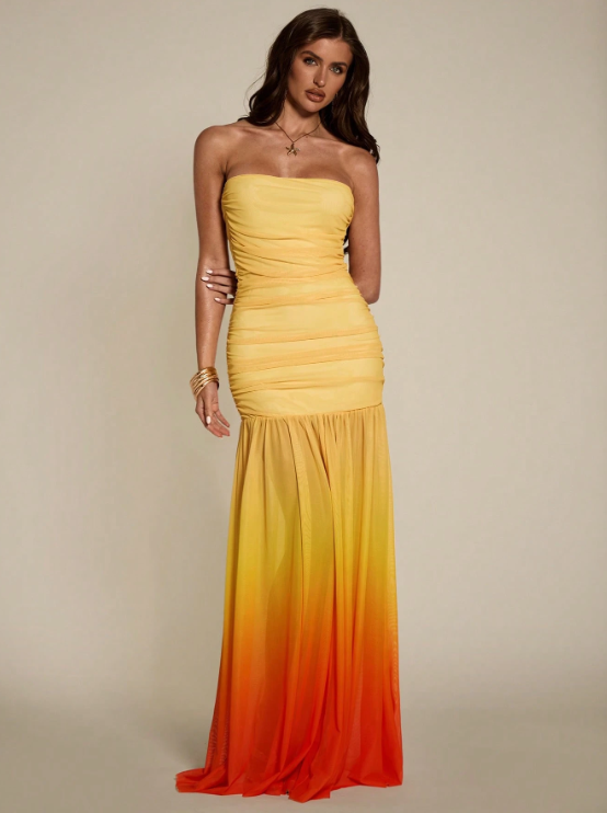 Stéphanie Yellow Strapless Maxi Dress