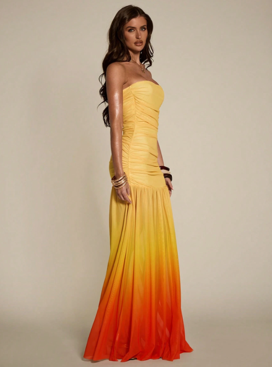 Stéphanie Yellow Strapless Maxi Dress