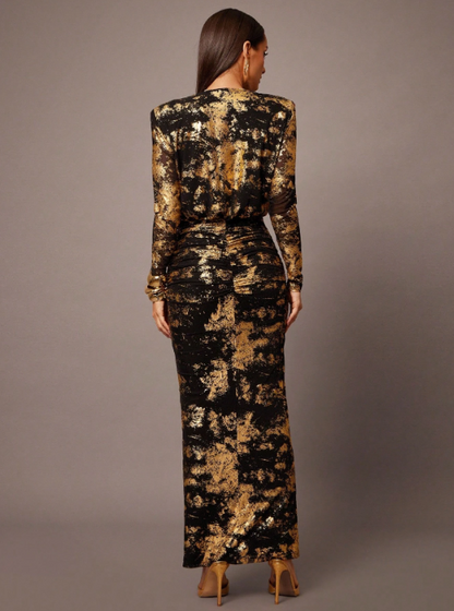 Kimberley Gold Metallic Maxi Dress
