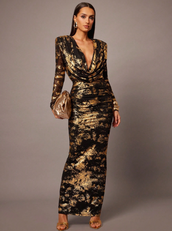 Kimberley Gold Metallic Maxi Dress