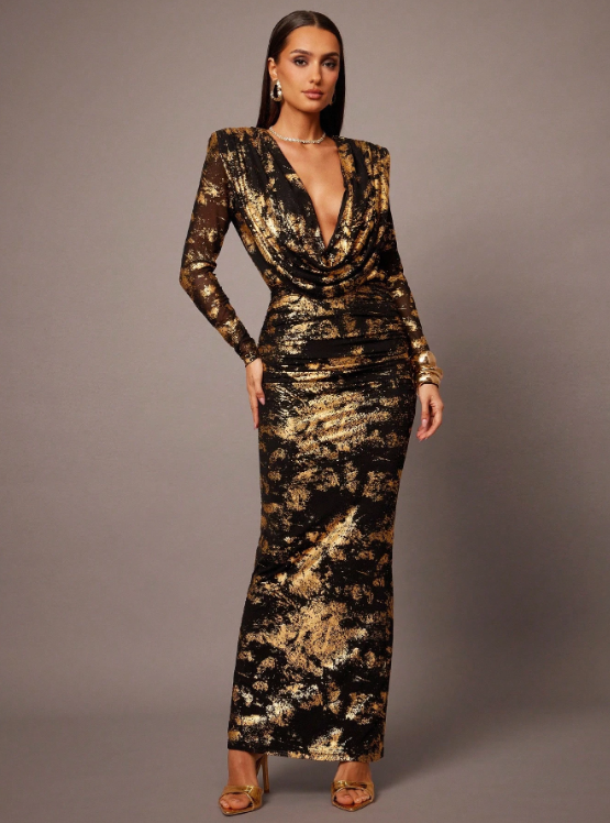 Kimberley Gold Metallic Maxi Dress