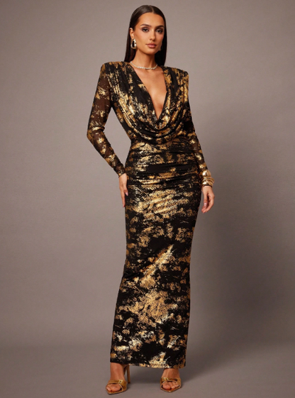 Kimberley Gold Metallic Maxi Dress