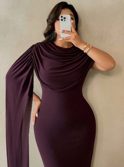 Claire Cowl Neck Mesh Midi Dress