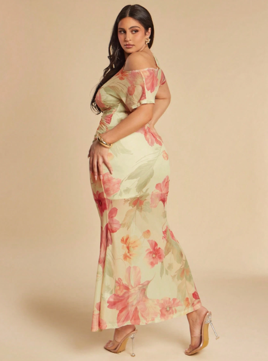 Elodie Floral Mesh Maxi Dress