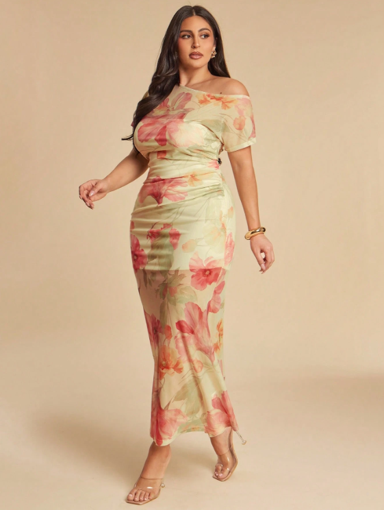 Elodie Floral Mesh Maxi Dress