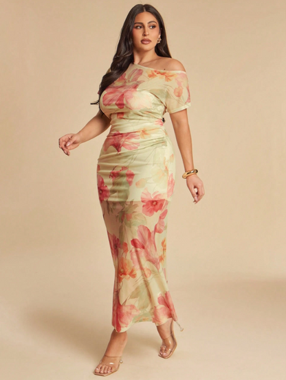 Elodie Floral Mesh Maxi Dress