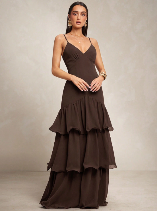 Julie Layered Hem Maxi Dress