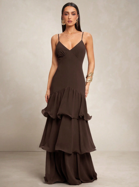 Julie Layered Hem Maxi Dress