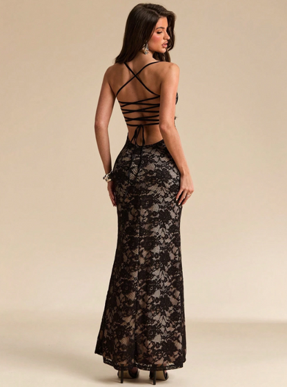 Tiphanie Lace Backless Maxi Dress
