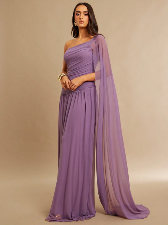 Shana One-Shoulder Shawl Maxi Dress