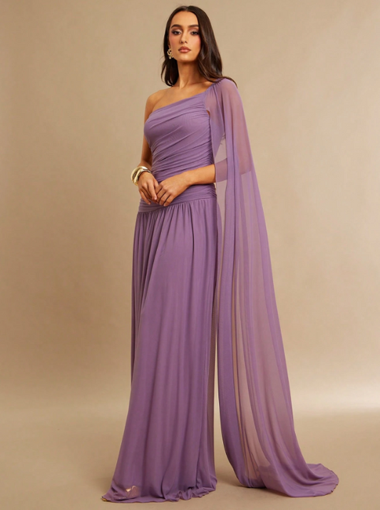 Shana One-Shoulder Shawl Maxi Dress