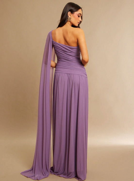 Shana One-Shoulder Shawl Maxi Dress