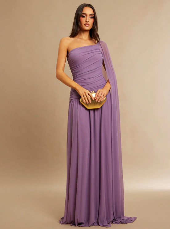 Shana One-Shoulder Shawl Maxi Dress