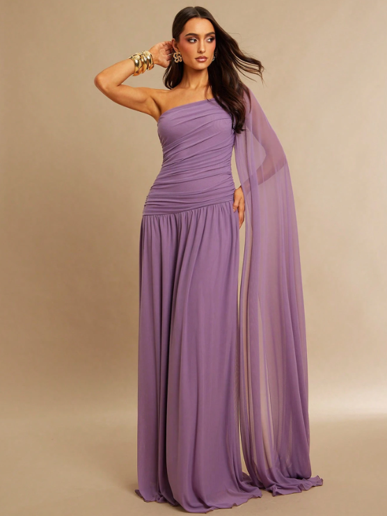 Shana One-Shoulder Shawl Maxi Dress