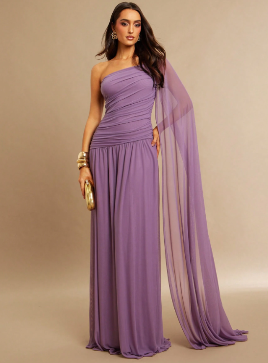 Shana One-Shoulder Shawl Maxi Dress