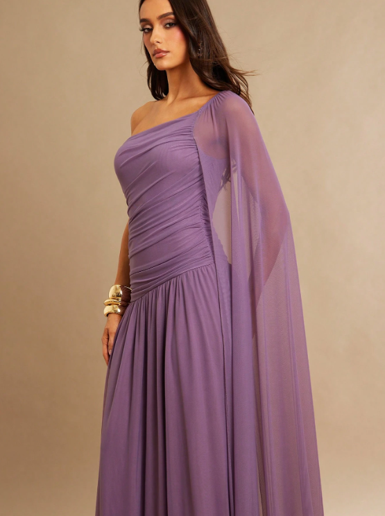 Shana One-Shoulder Shawl Maxi Dress
