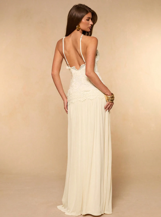 Felicia Backless Jacquard Maxi Dress