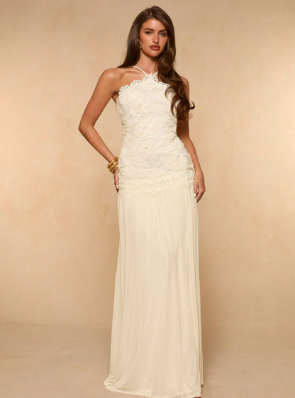 Felicia Backless Jacquard Maxi Dress