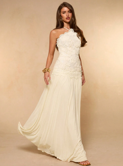 Felicia Backless Jacquard Maxi Dress