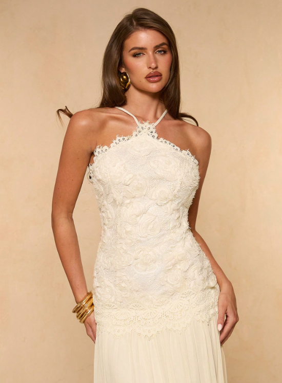 Felicia Backless Jacquard Maxi Dress