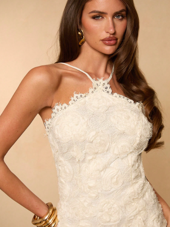 Felicia Backless Jacquard Maxi Dress