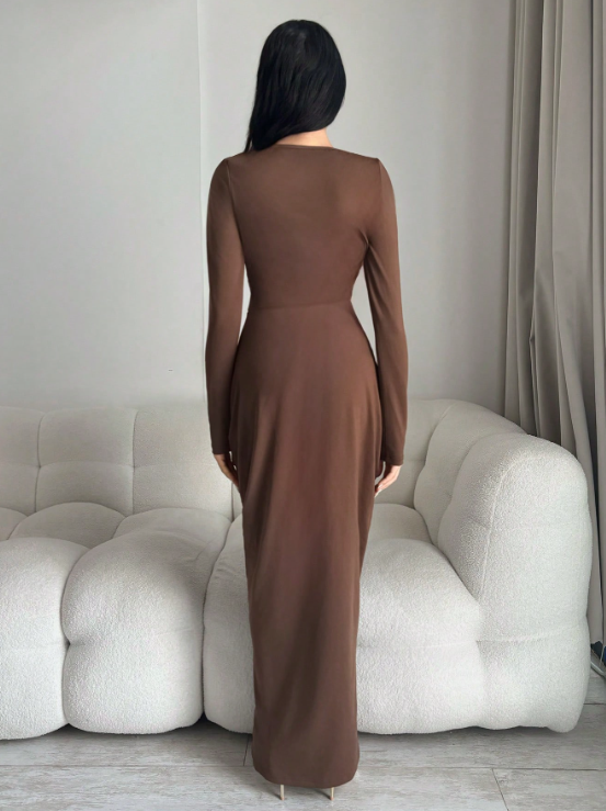 Beverly Coffee Brown Midi Dress