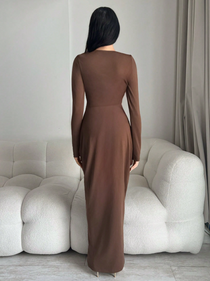 Beverly Coffee Brown Midi Dress