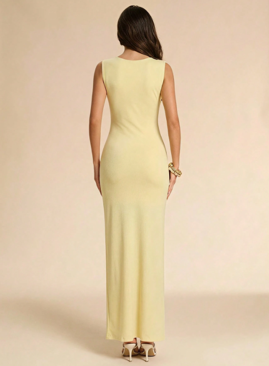 Monica Asymmetric Pleated Maxi Dress